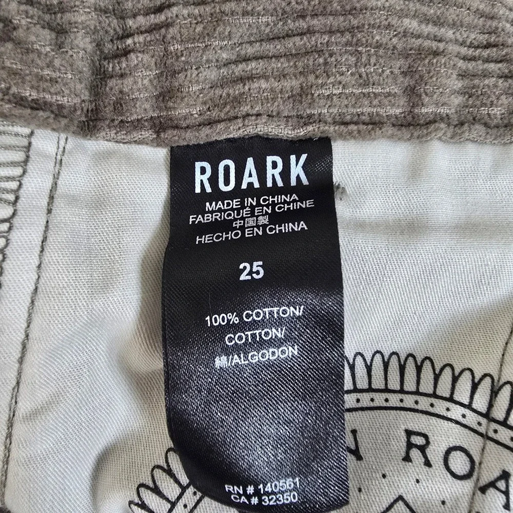Roark Charter Corduroy‎ Pleated Pants Boot Cut High Rise Taupe Size 25
